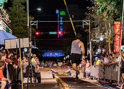 Downtown mobile pole vaulting